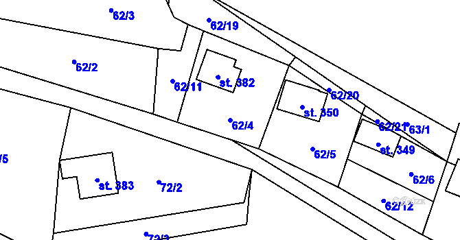 Parcela st. 62/4 v KÚ Řeka, Katastrální mapa