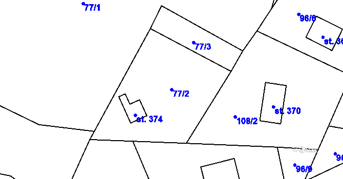 Parcela st. 77/2 v KÚ Řeka, Katastrální mapa