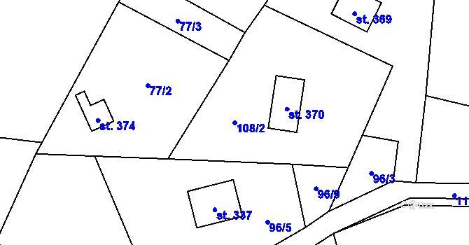 Parcela st. 108/2 v KÚ Řeka, Katastrální mapa