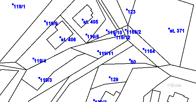 Parcela st. 119/11 v KÚ Řeka, Katastrální mapa