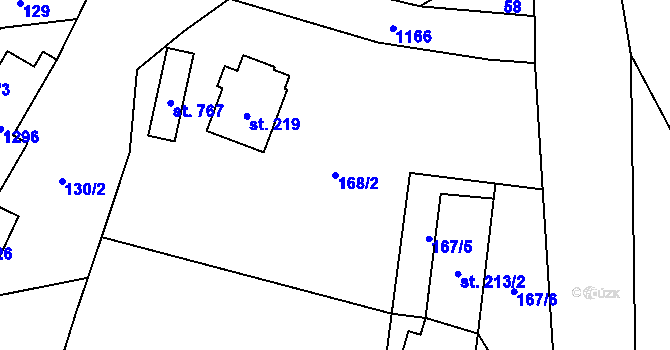 Parcela st. 168/2 v KÚ Řeka, Katastrální mapa