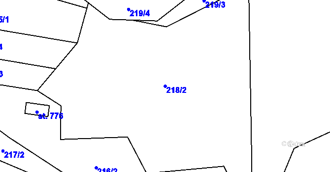 Parcela st. 218/2 v KÚ Řeka, Katastrální mapa