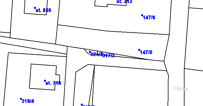 Parcela st. 317/2 v KÚ Řeka, Katastrální mapa