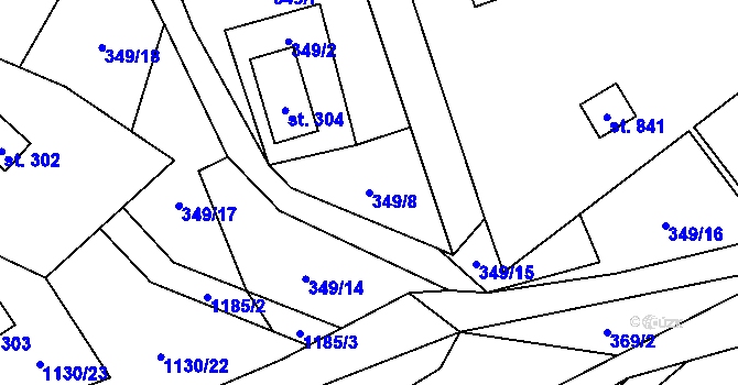 Parcela st. 349/8 v KÚ Řeka, Katastrální mapa