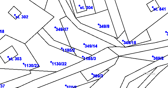 Parcela st. 349/14 v KÚ Řeka, Katastrální mapa