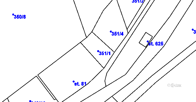 Parcela st. 351/1 v KÚ Řeka, Katastrální mapa