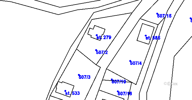 Parcela st. 507/2 v KÚ Řeka, Katastrální mapa