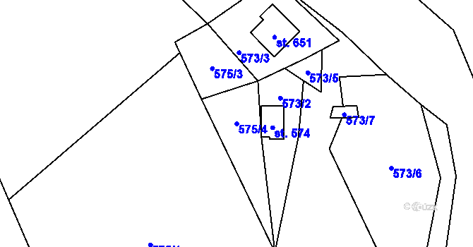 Parcela st. 575/4 v KÚ Řeka, Katastrální mapa