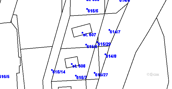 Parcela st. 615/6 v KÚ Řeka, Katastrální mapa