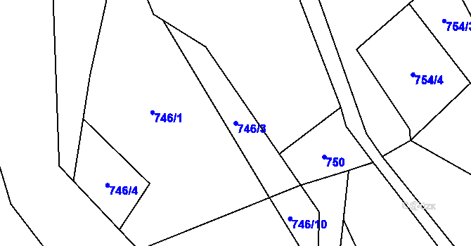 Parcela st. 746/3 v KÚ Řeka, Katastrální mapa