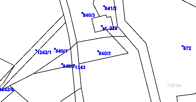 Parcela st. 840/2 v KÚ Řeka, Katastrální mapa