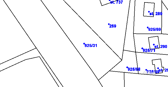 Parcela st. 925/31 v KÚ Řeka, Katastrální mapa