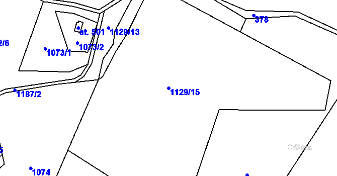 Parcela st. 1129/15 v KÚ Řeka, Katastrální mapa