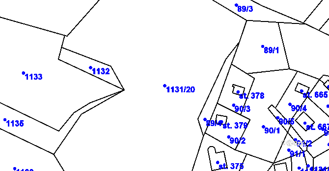 Parcela st. 1131/20 v KÚ Řeka, Katastrální mapa