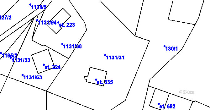Parcela st. 1131/31 v KÚ Řeka, Katastrální mapa