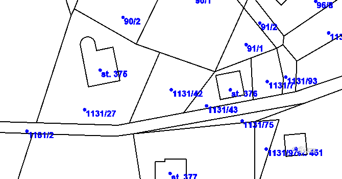 Parcela st. 1131/42 v KÚ Řeka, Katastrální mapa