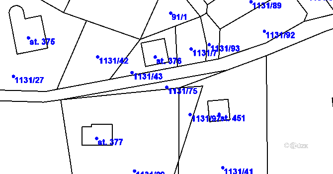 Parcela st. 1131/75 v KÚ Řeka, Katastrální mapa
