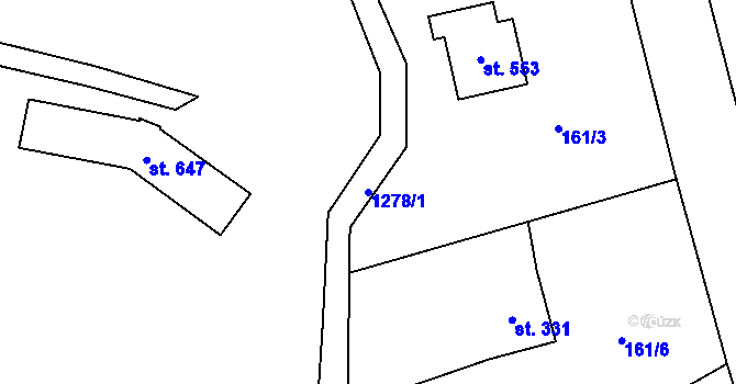 Parcela st. 1278/1 v KÚ Řeka, Katastrální mapa