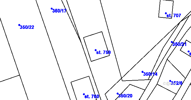 Parcela st. 759 v KÚ Řeka, Katastrální mapa