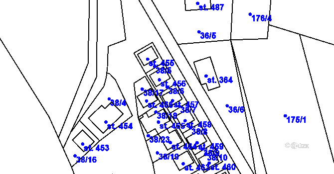 Parcela st. 38/6 v KÚ Řeka, Katastrální mapa