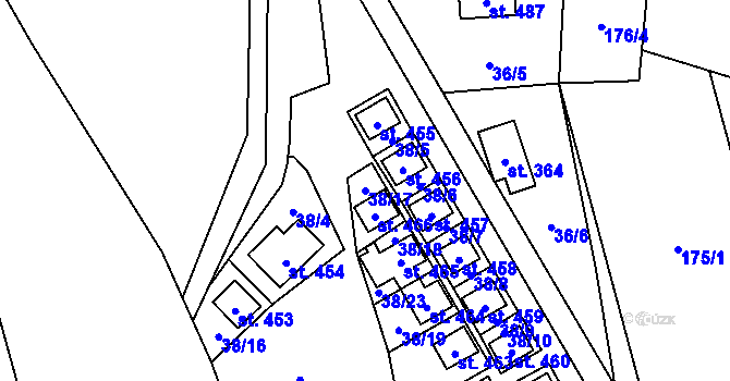 Parcela st. 38/17 v KÚ Řeka, Katastrální mapa
