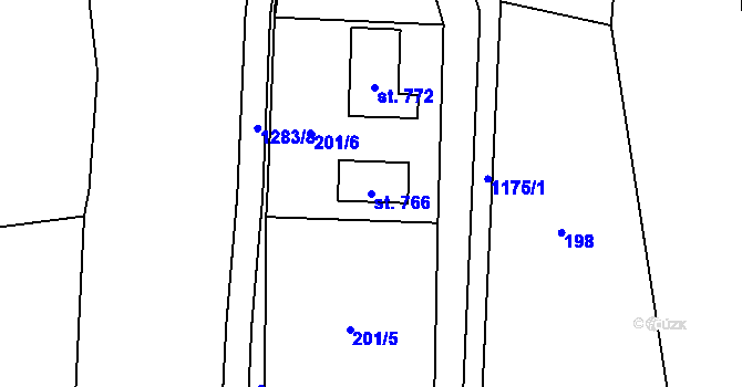 Parcela st. 766 v KÚ Řeka, Katastrální mapa