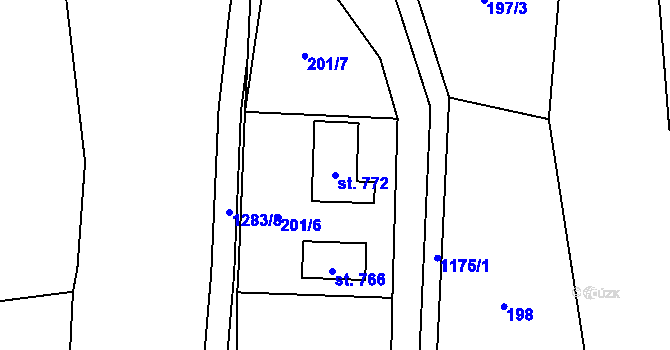 Parcela st. 772 v KÚ Řeka, Katastrální mapa