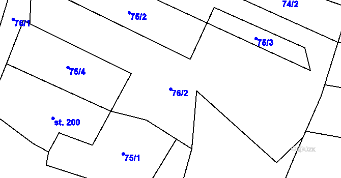 Parcela st. 76/2 v KÚ Řeka, Katastrální mapa