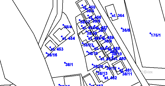 Parcela st. 38/23 v KÚ Řeka, Katastrální mapa