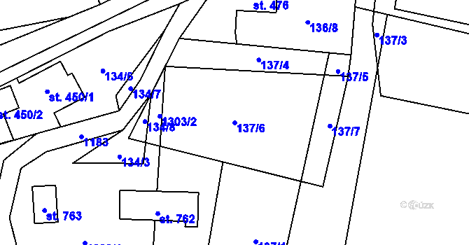 Parcela st. 137/6 v KÚ Řeka, Katastrální mapa