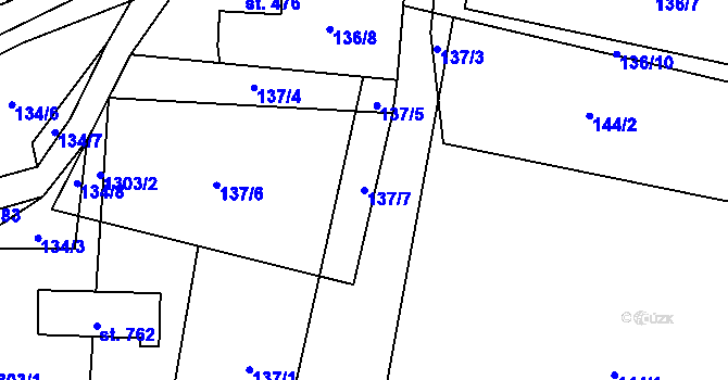 Parcela st. 137/7 v KÚ Řeka, Katastrální mapa