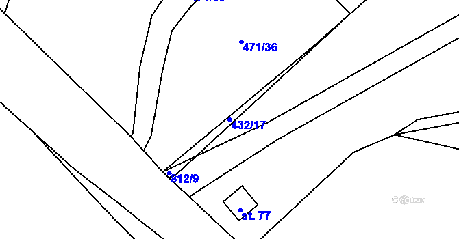 Parcela st. 432/17 v KÚ Řemíčov, Katastrální mapa