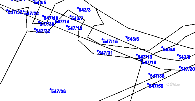 Parcela st. 547/31 v KÚ Řemíčov, Katastrální mapa