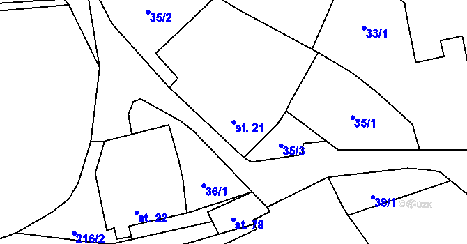 Parcela st. 21 v KÚ Řemíčov, Katastrální mapa