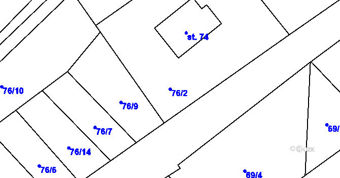 Parcela st. 76/2 v KÚ Řemíčov, Katastrální mapa
