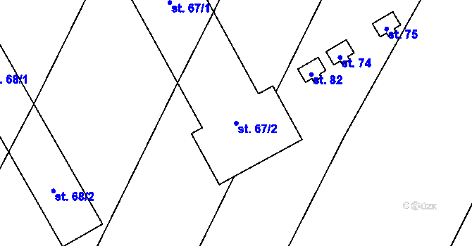 Parcela st. 67/2 v KÚ Libákovice, Katastrální mapa