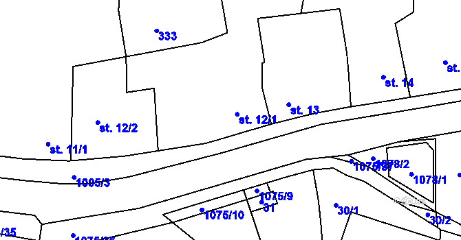 Parcela st. 12/1 v KÚ Řenče, Katastrální mapa