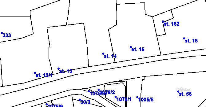 Parcela st. 14 v KÚ Řenče, Katastrální mapa