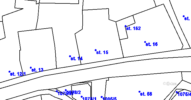 Parcela st. 15 v KÚ Řenče, Katastrální mapa