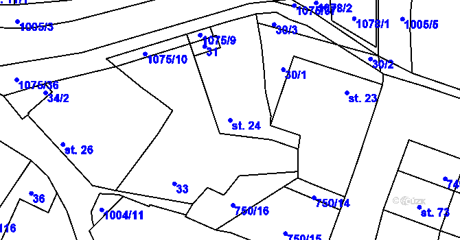 Parcela st. 24 v KÚ Řenče, Katastrální mapa