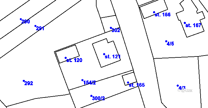 Parcela st. 121 v KÚ Řenče, Katastrální mapa