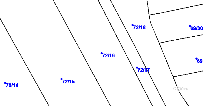 Parcela st. 72/16 v KÚ Řenče, Katastrální mapa