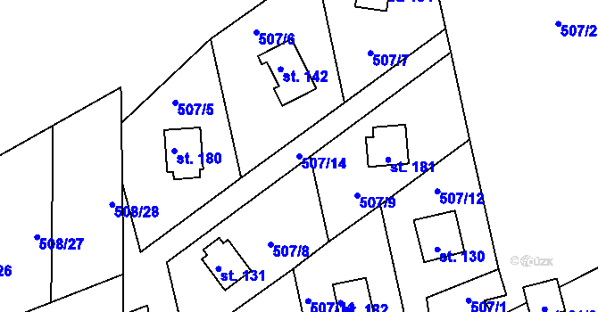 Parcela st. 507/14 v KÚ Řenče, Katastrální mapa