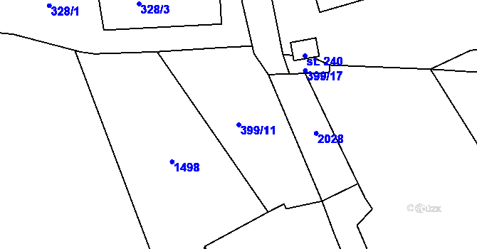 Parcela st. 399/11 v KÚ Řendějov, Katastrální mapa
