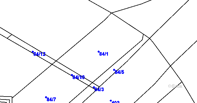 Parcela st. 84/1 v KÚ Oltyně, Katastrální mapa