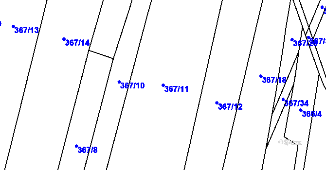 Parcela st. 367/11 v KÚ Oltyně, Katastrální mapa