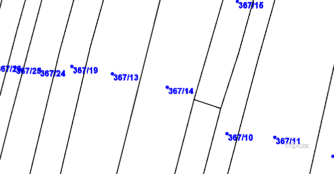 Parcela st. 367/14 v KÚ Oltyně, Katastrální mapa