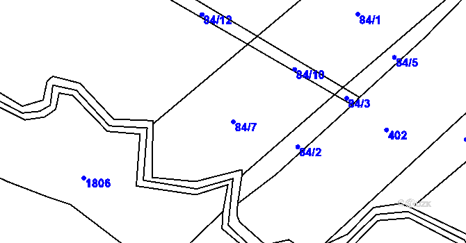 Parcela st. 84/7 v KÚ Oltyně, Katastrální mapa