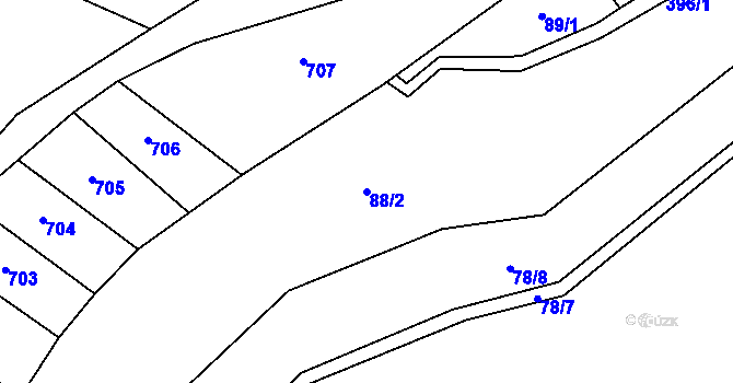 Parcela st. 88/2 v KÚ Oltyně, Katastrální mapa
