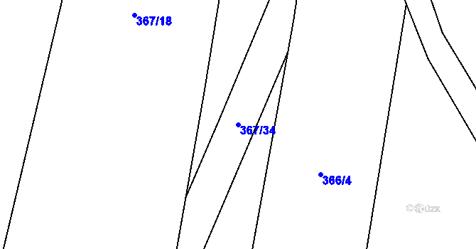 Parcela st. 367/34 v KÚ Oltyně, Katastrální mapa